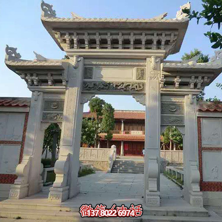 精美大理石石雕景區園林，大型門樓牌坊雕塑