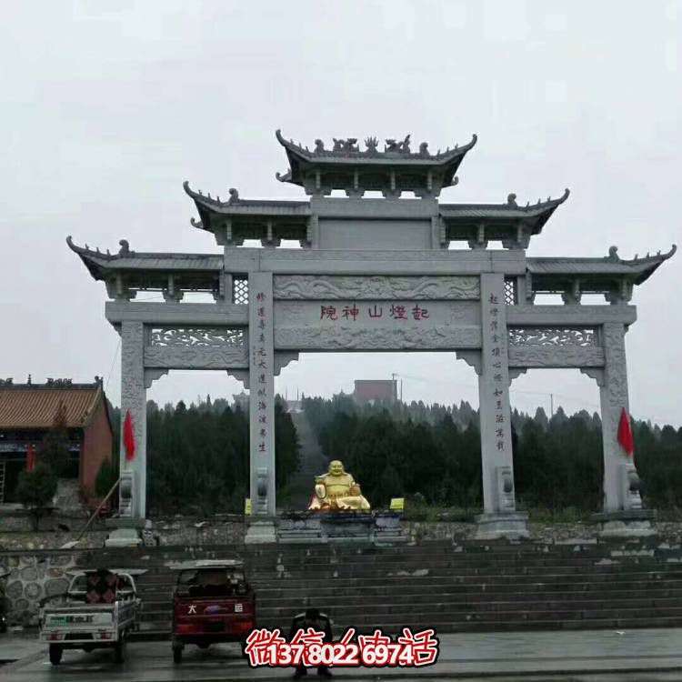 大理石石雕牌坊，增添宗教寺廟景觀魅力