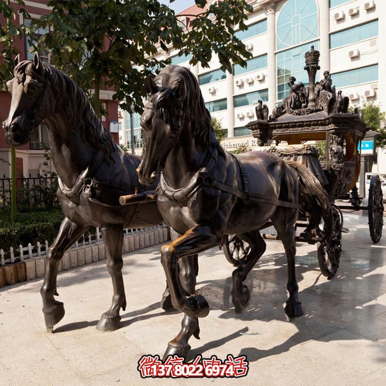 玻璃鋼仿銅馬車動物景觀園林模型雕塑