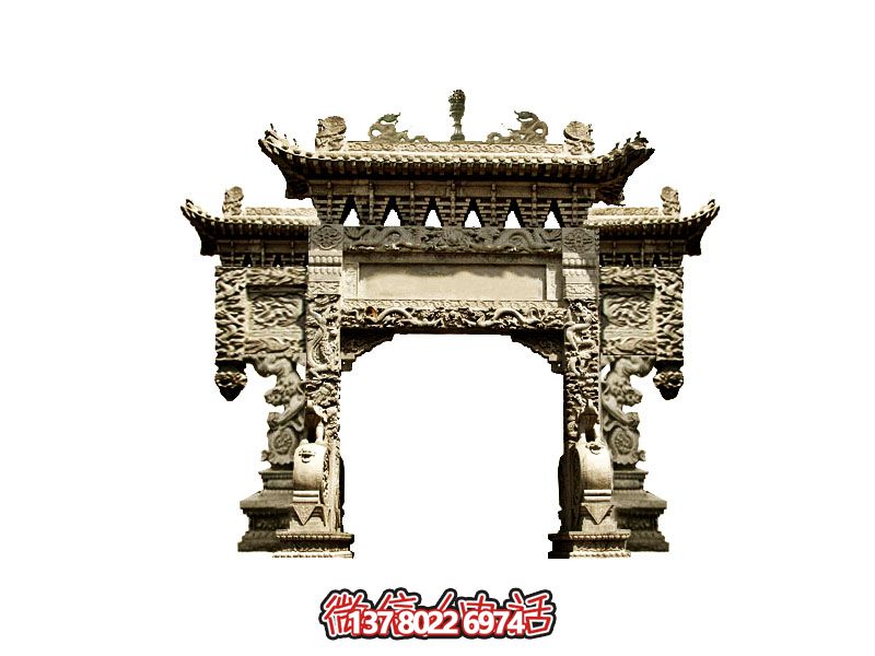 寺院?jiǎn)伍T三樓雕龍石牌坊