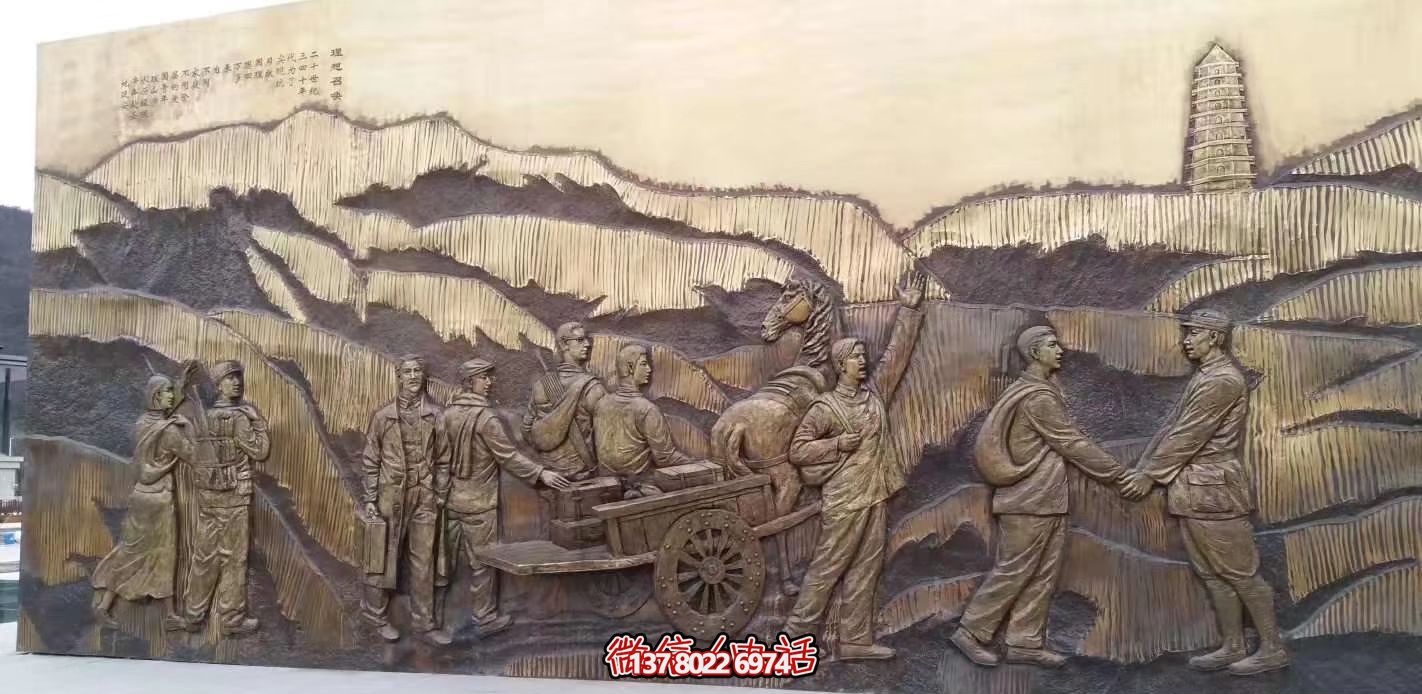 廣場墻壁創(chuàng)意抽象銅鑄八路軍雕塑